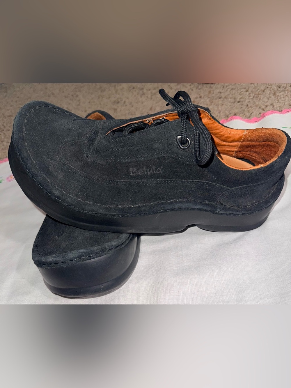 Vtg Betula by Birkenstock Black Suede Chunky Platform Shoes Size EU 38 US L7 M5